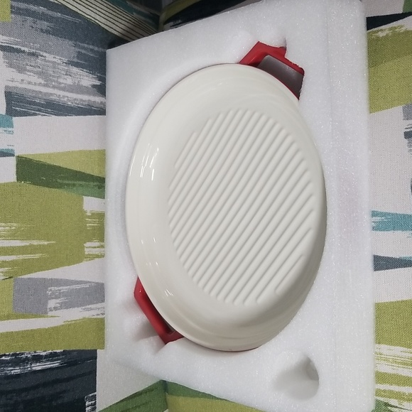 Servappetit Modern Simplicity 10 inches Ceramic Grill Pan With Lid In Red NIB - Picture 4 of 7